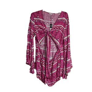 Fashion Nova Women's Romper 3X Pink Paisley Cut Out